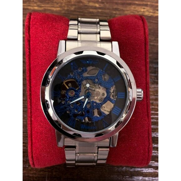 Winner Automatic Stainless Steel Blue Skeleton Dial Watch! 198 - Picture 2 of 10